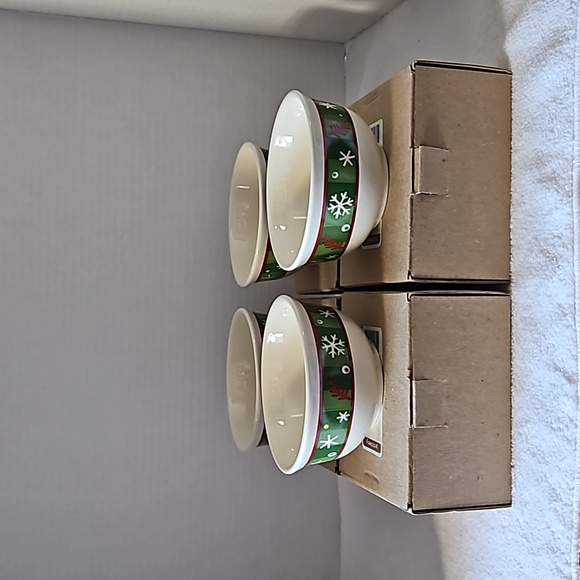 NWT Classic Longaberger Holiday Snowflake Dessert Bowls Set of 4 - Picture 2 of 8